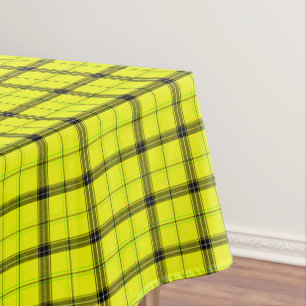 Cotton Check & Black Lines Yellow Tartan Plaid Tablecloth
