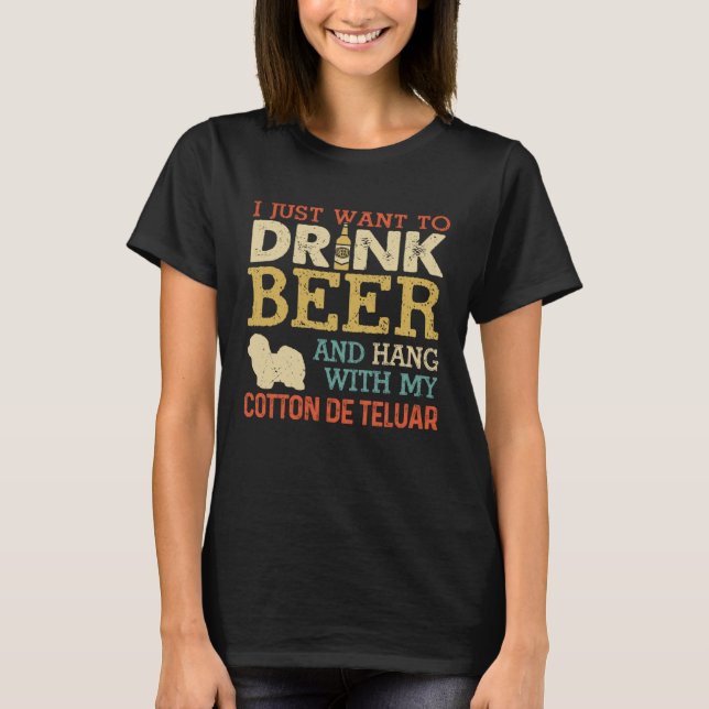 Cotton De Teluar Dad Drink Beer Hang With Dog  Vin T-Shirt (Front)