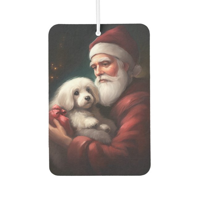 Cotton De Tulear With Santa Claus Christmas Air Freshener (Front)