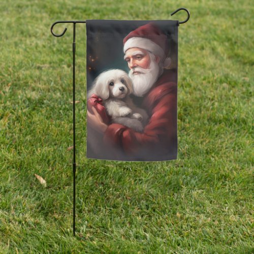 Cotton De Tulear With Santa Claus Christmas Garden Flag