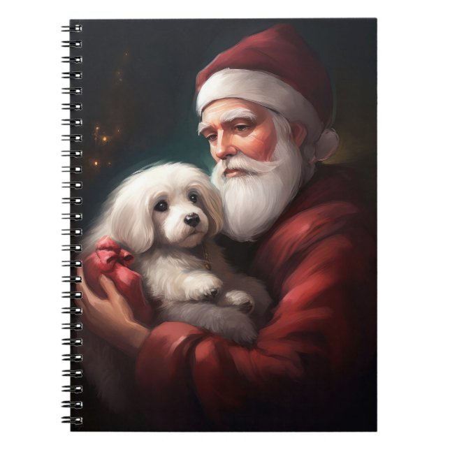Cotton De Tulear With Santa Claus Christmas Notebook (Front)