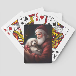 Cotton De Tulear With Santa Claus Christmas Poker Cards
