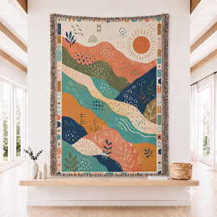 Cotton  Doodle Woven Throw Blanket 