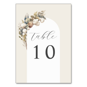 cotton & eucalyptus bohemian arch wedding table number