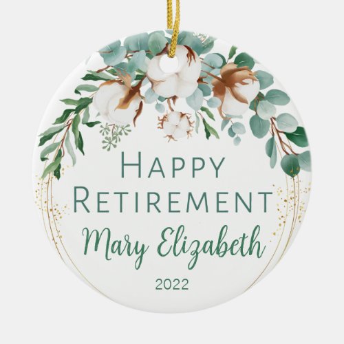 Cotton Eucalyptus Retirement Name Ornament