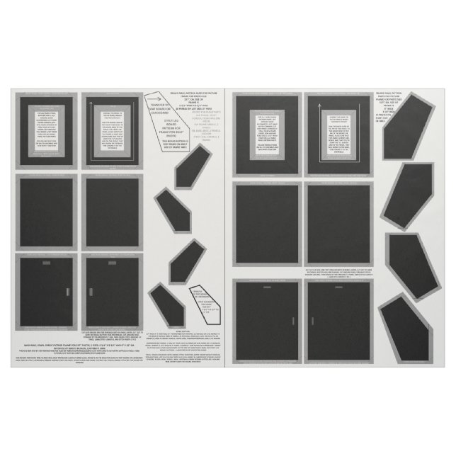 Cotton Fabric 2 Black Photo Frames 5x7 sew pattern (Yard)
