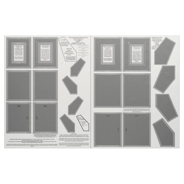 Cotton Fabric 2 Gray Frames 5x7" photo sew pattern (Yard)