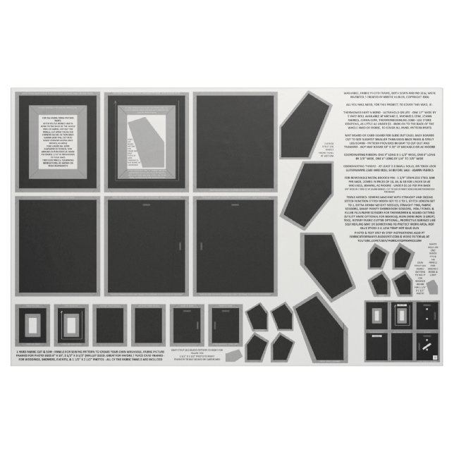 Cotton Fabric 3 Black photo frames sewing pattern (Yard)