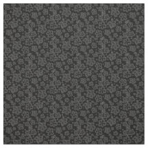 Cotton Fabric black gray floral custom