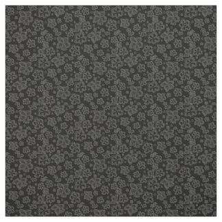 Cotton Fabric black gray floral custom