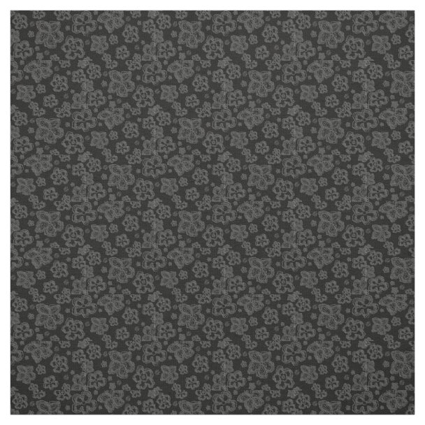 grey floral fabric Zazzle