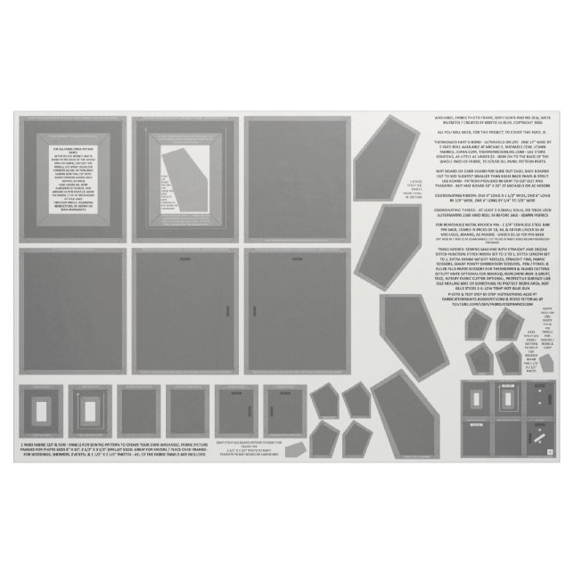 Cotton Fabric make 3 gray photo frames sew pattern (Yard)