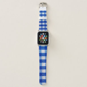 cotton fabric texture blue checkered apple watch band