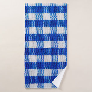 cotton fabric texture blue checkered bath towel