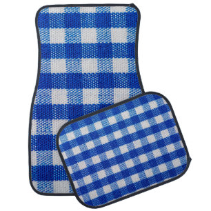 cotton fabric texture blue checkered car floor mat