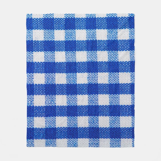 cotton fabric texture blue checkered fleece blanket (Front)