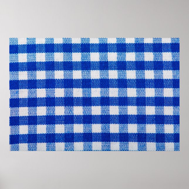 cotton fabric texture blue checkered poster (Front)
