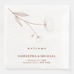 Cotton Floral Terracotta Boho Welcome Wedding Paper Dinner Napkins