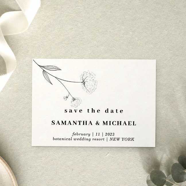 Cotton Flower Boho Clear Indie Save the date Invitation