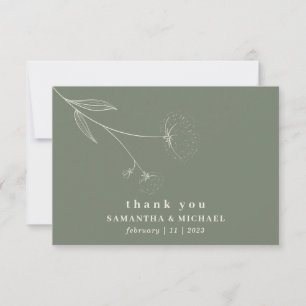 Cotton Flower Boho sage green beige thank you Invitation