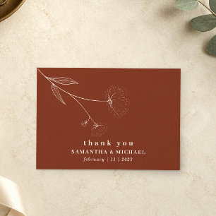 Cotton Flower Boho Terracotta burnt thank you Invitation