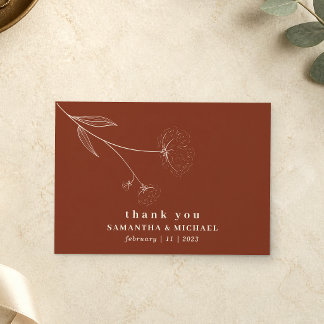 Cotton Flower Boho Terracotta burnt thank you Invitation