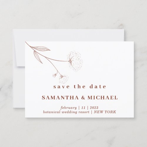 Cotton Flower Boho Terracotta Indie Save the date Invitation