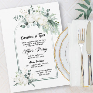 Cotton Flower Eucalyptus Arch Wedding Reception Invitation