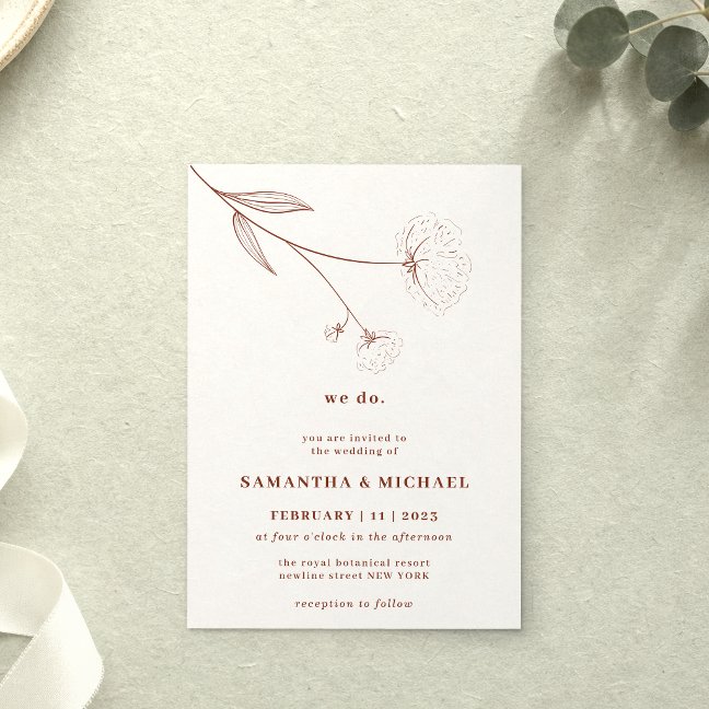 Cotton Flower Terracotta Indie Botanical we do Invitation