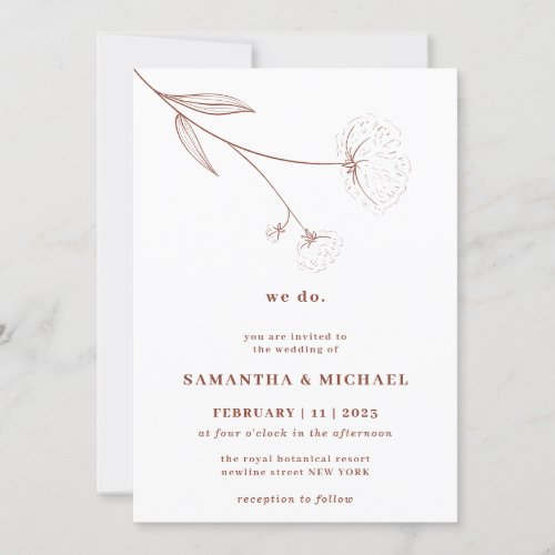 Cotton Flower Terracotta Indie Botanical we do Invitation