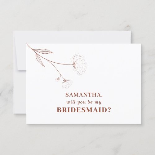 Cotton Flower Terracotta Will you be my bridesmaid Invitation