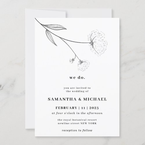 Cotton Flower White Clear Botanical we do Invitation