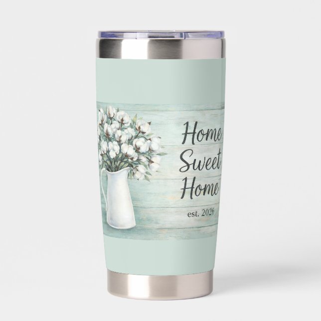 Cotton Flowers Farmhouse Insulated Tumbler (Front)