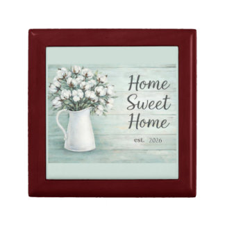 Cotton Flowers Farmhouse Jewelry Box Case
