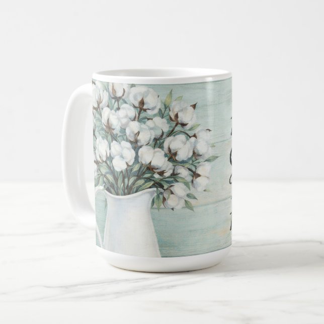 Cotton Flowers Farmhouse Rustic Coffee Mug (Front Left)
