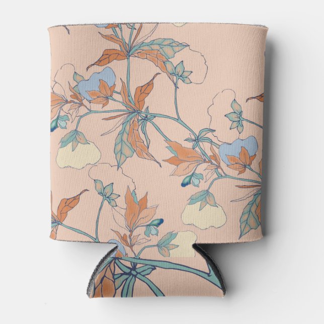 Cotton flowers: graceful peach ornament can cooler (Front)
