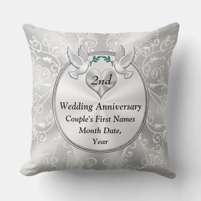 COTTON Gifts for 2nd Wedding Anniversary. Pillow (Front)