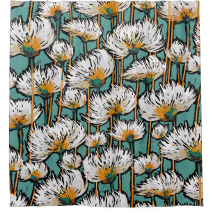 Cotton Grass Field Pattern Shower Curtain