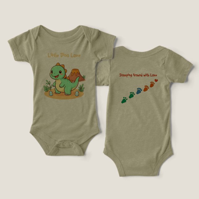 Cotton Happy Dinosaur  Infant T-shirt (Design Front & Back)