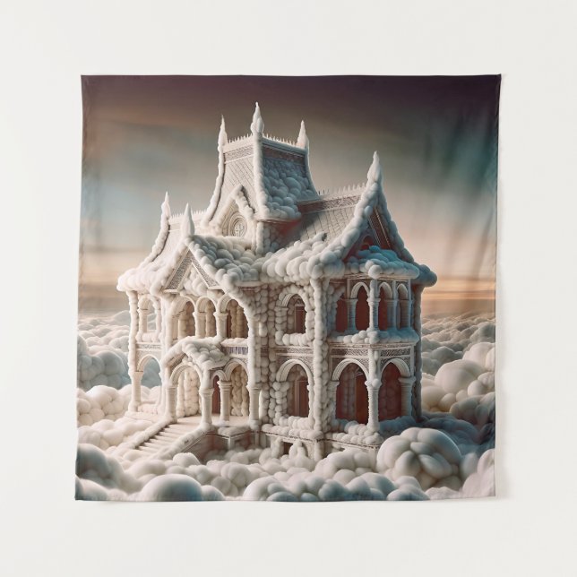 Cotton House with Elegant Architecture Tapestry (Front)