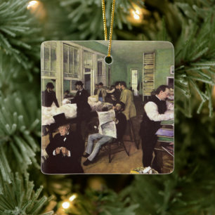 Cotton Market in New Orleans by Edgar Degas Ceramic Ornament