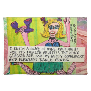 COTTON MAT-I ENJOY A GLASS OF WINE PLACEMAT