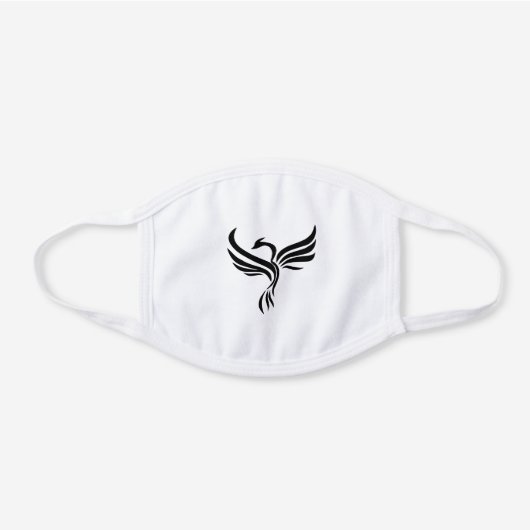 *~* Cotton Phoenix Rising Black on White Face Mask (Front)