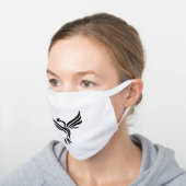 *~* Cotton Phoenix Rising Black on White Face Mask (Angled)