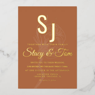 Cotton Plant Ampersand Pressed  Foil Invitation