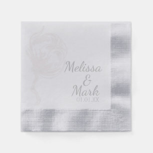 Cotton Plant Botanical Monogram Silver Napkins