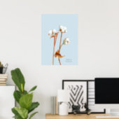 Cotton Plant Botanical Watercolor Poster (Home Office)