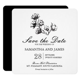 Cotton Plant Etching | Wedding Save the Date Card