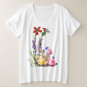 COTTON PLUS SIZE T-Shirt FLOWERS