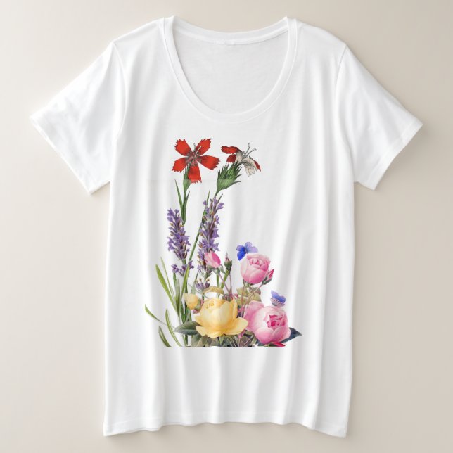 COTTON PLUS SIZE T-Shirt FLOWERS (Design Front)